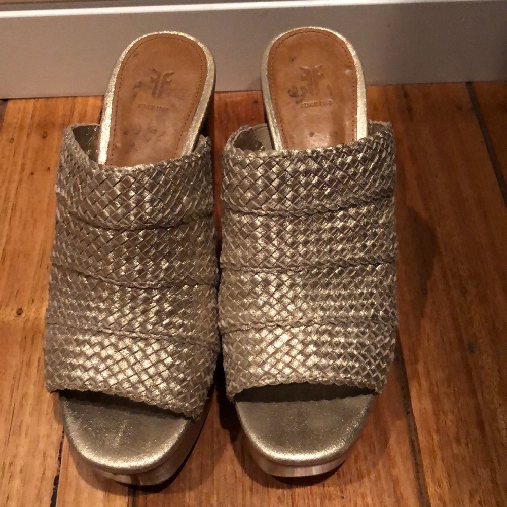Frye Metallic Gold Platform Heels